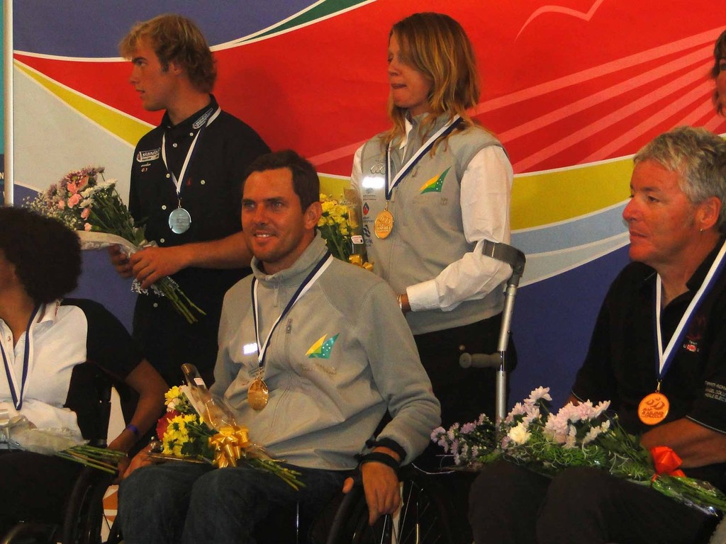 Daniel Fitzgibbon and Rachael Cox with their Skud18 Gold medals - Craig Heydon - Skandia Sail for Gold Regatta © Craig Heydon